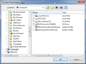 Select files and folders in PA 11.61 Backup!